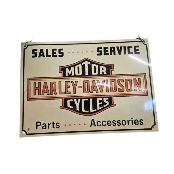 Vintage Harley Davidson Metal Sign Motorcycle Advertising Sign - Picture 7 of 10